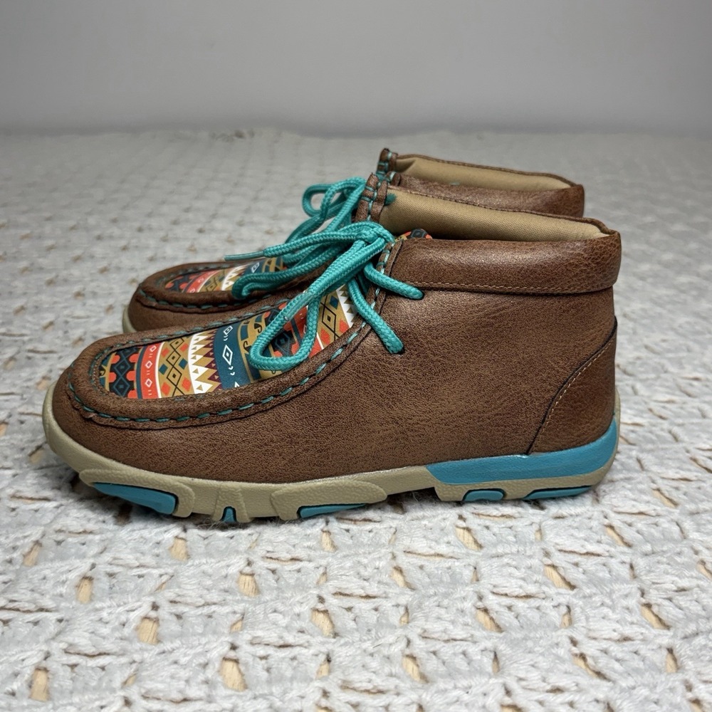 Twister Landry Southwestern Chukka Ankle Boots Girls size 13 Brown Teal Aztec